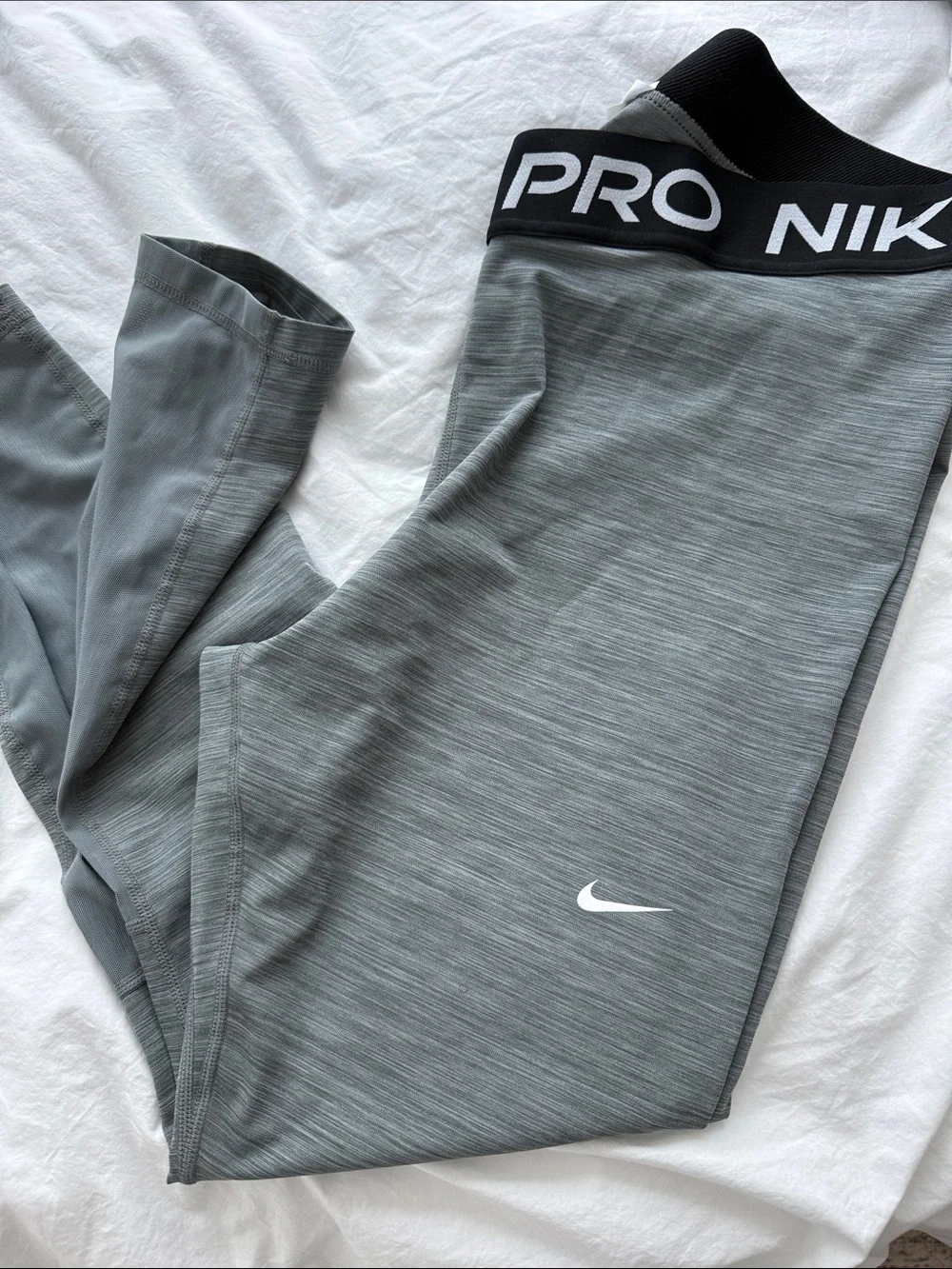 Nike Women’s Grey Pro Performance Leggings with Black Branded Waistband